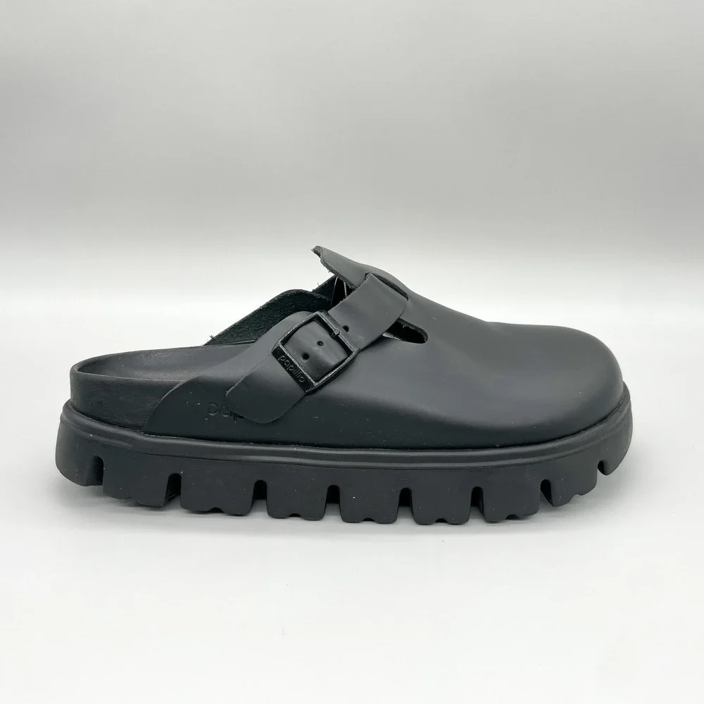 Birkenstock Papillio Boston Chunky Clog Womens 9 Shari Black Leather Platform